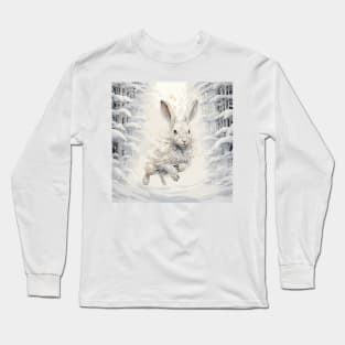 Rabbit wandering in Winter Wonderland Long Sleeve T-Shirt